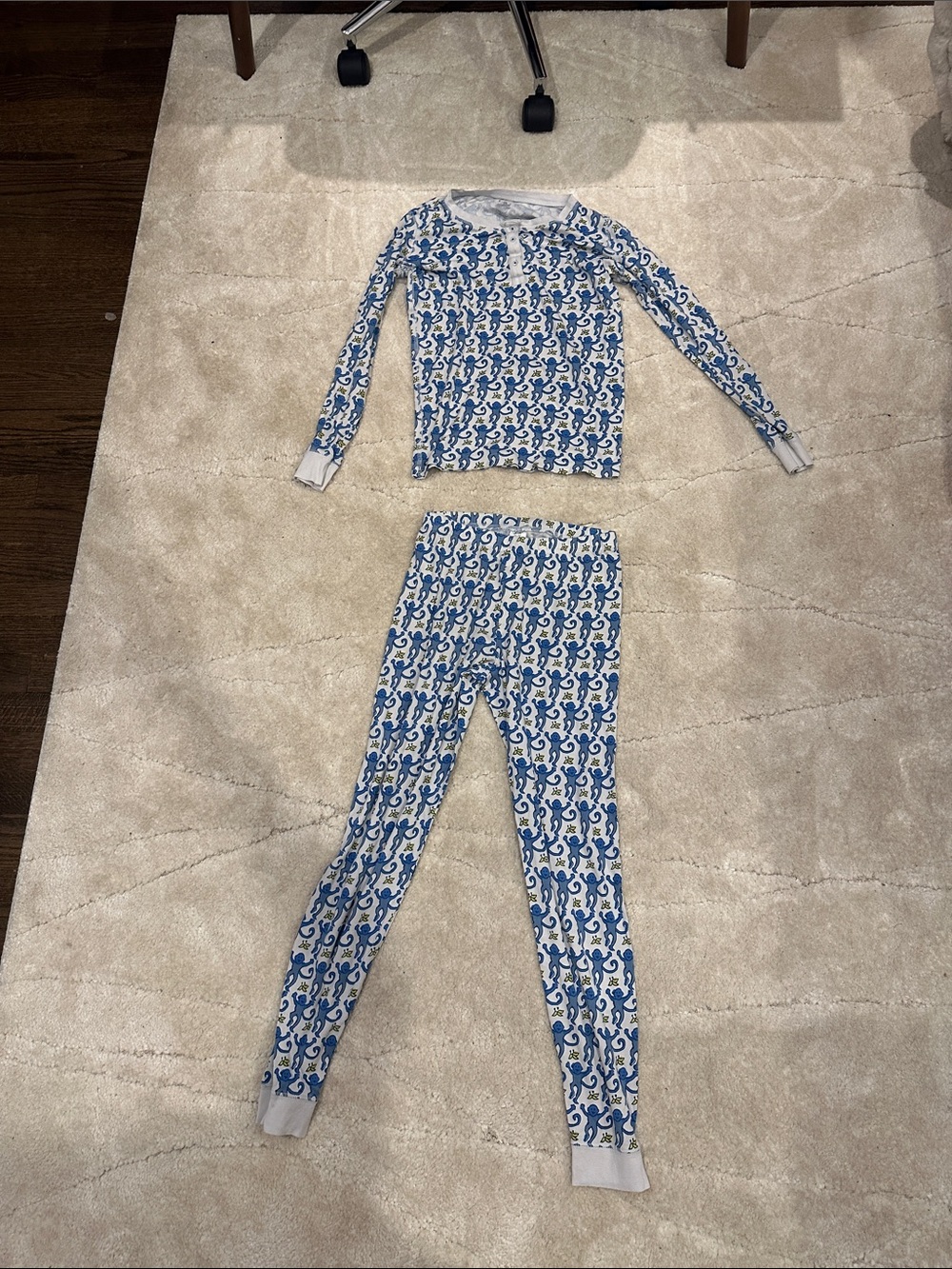 Roller Rabbit Blue & White monkey Pajama Set for Kids